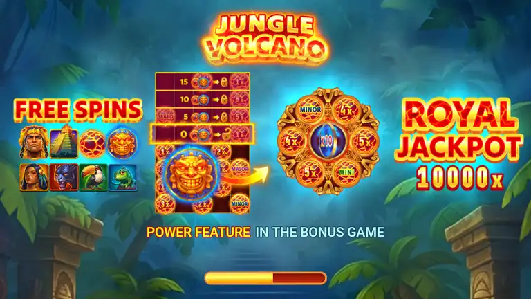 Jungle Volcano session start at spin 1, balance 999.00 at bet 1.00